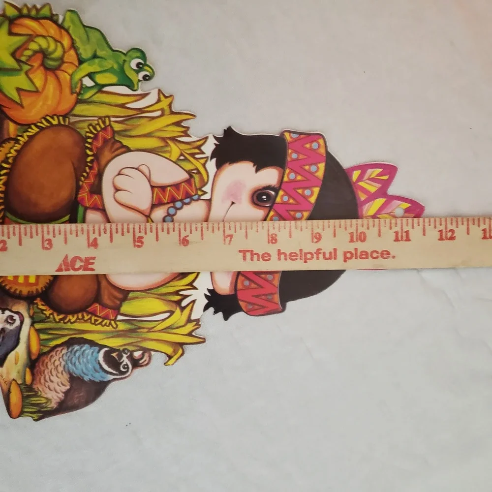 Beistle '78 Thanksgiving Harvest Pilgrim Indian Die Cut +‎ Pumpkin Wall Decor